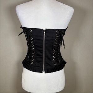 Betsey Johnson Black Corset-Style Top with Zip Back